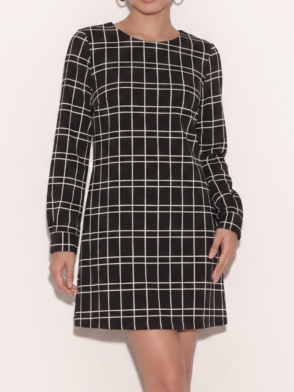 Banana Republic Black & White Grid Shift Dress